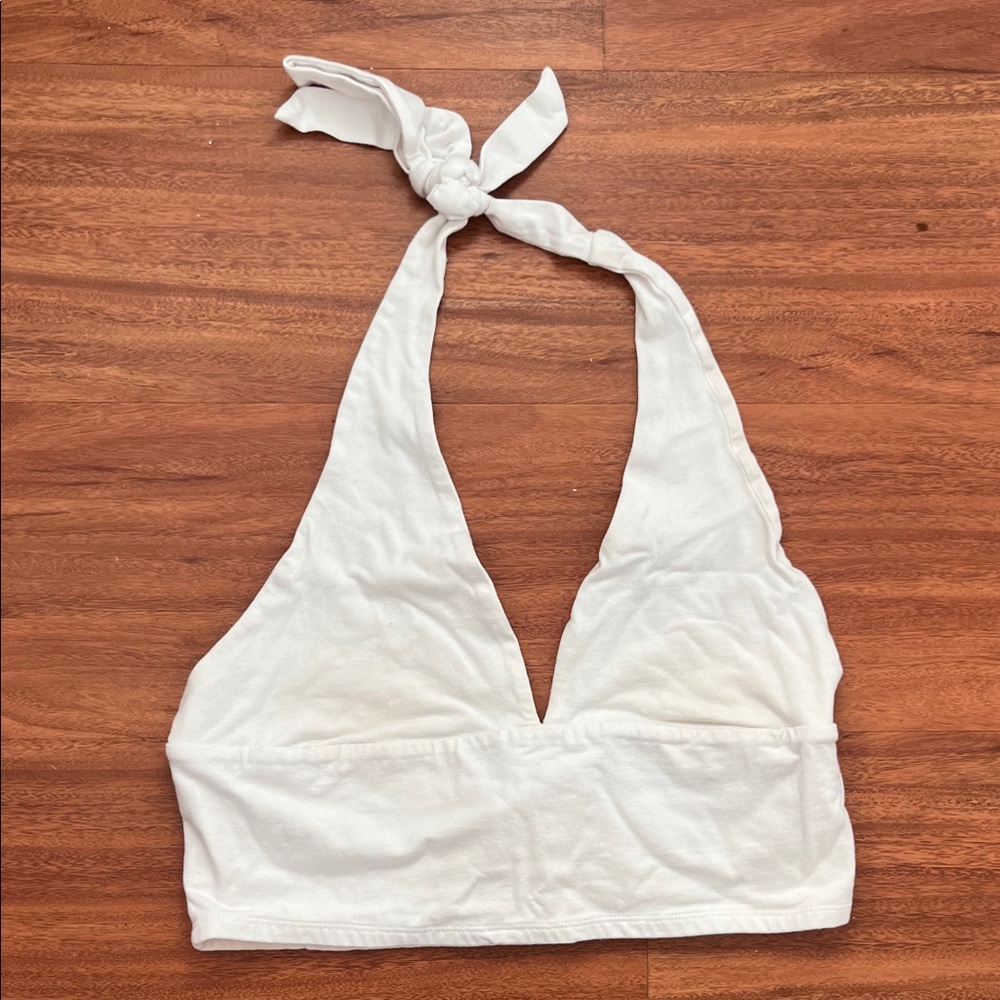 White Halter Neck Women Top